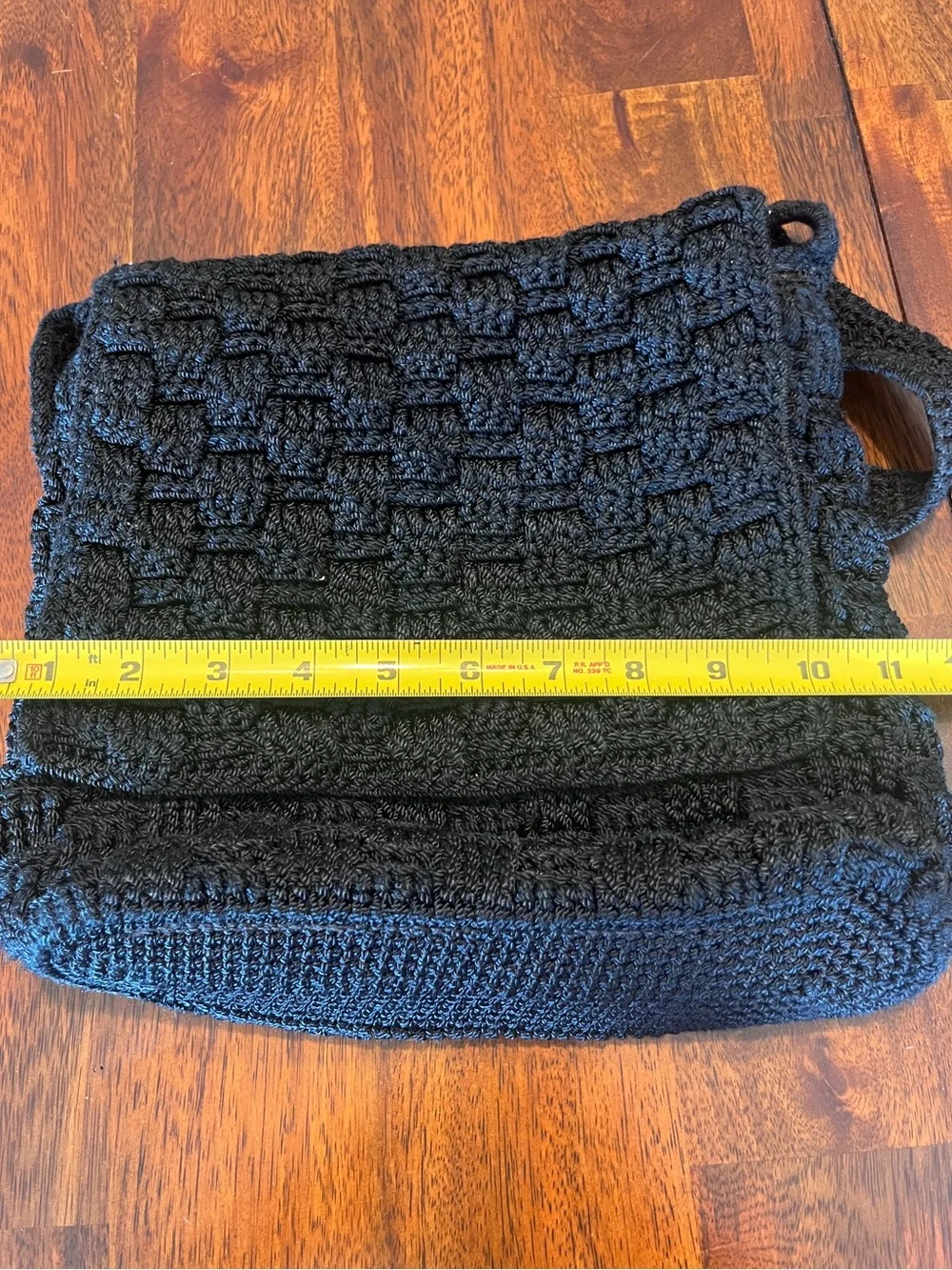 The Sak Black Crochet Woven Flap Shoulder Bag Boho Purse